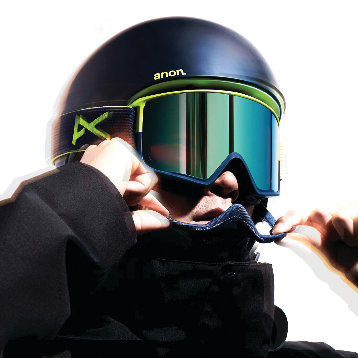 A male skier with Anon gear.