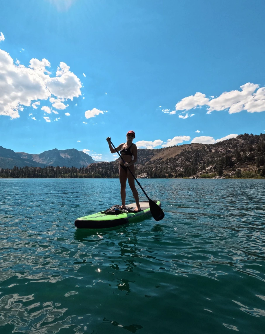 woman paddle boarding