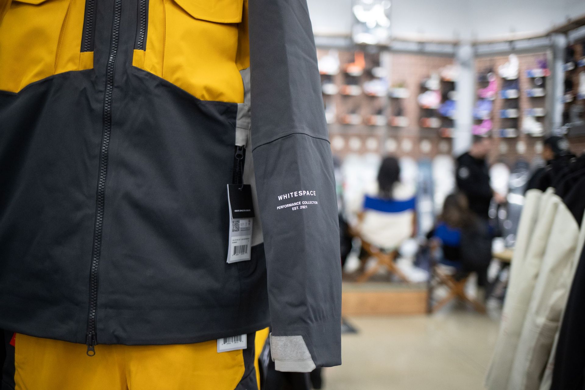 Close-up of Whitespace outerwear kit at Sun & Ski Sports.