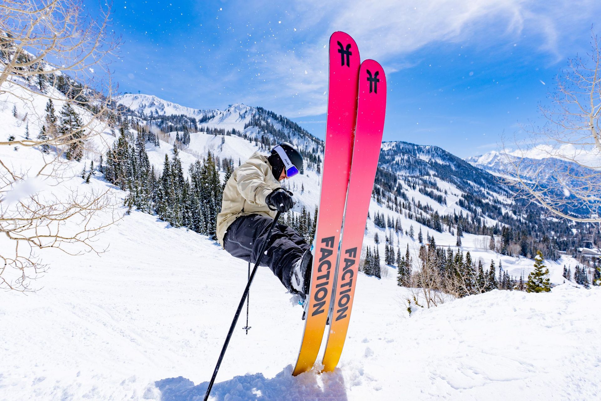 Freshly waxed Faction skis in action!