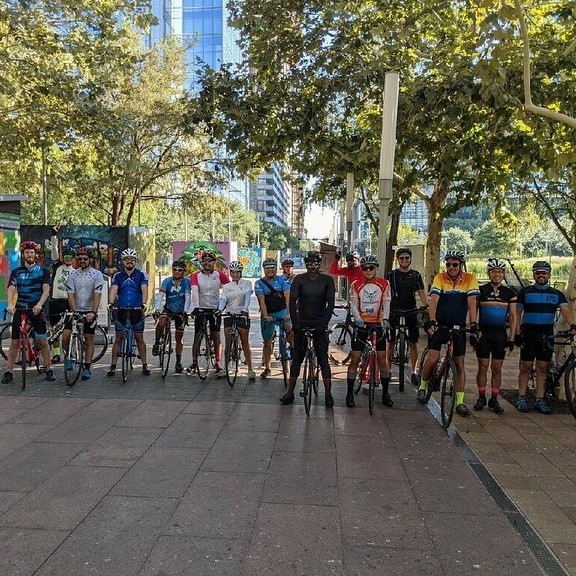 A group of cyclists partaking in Sun & Ski Sports weekly bike rides from Westheimer location.
