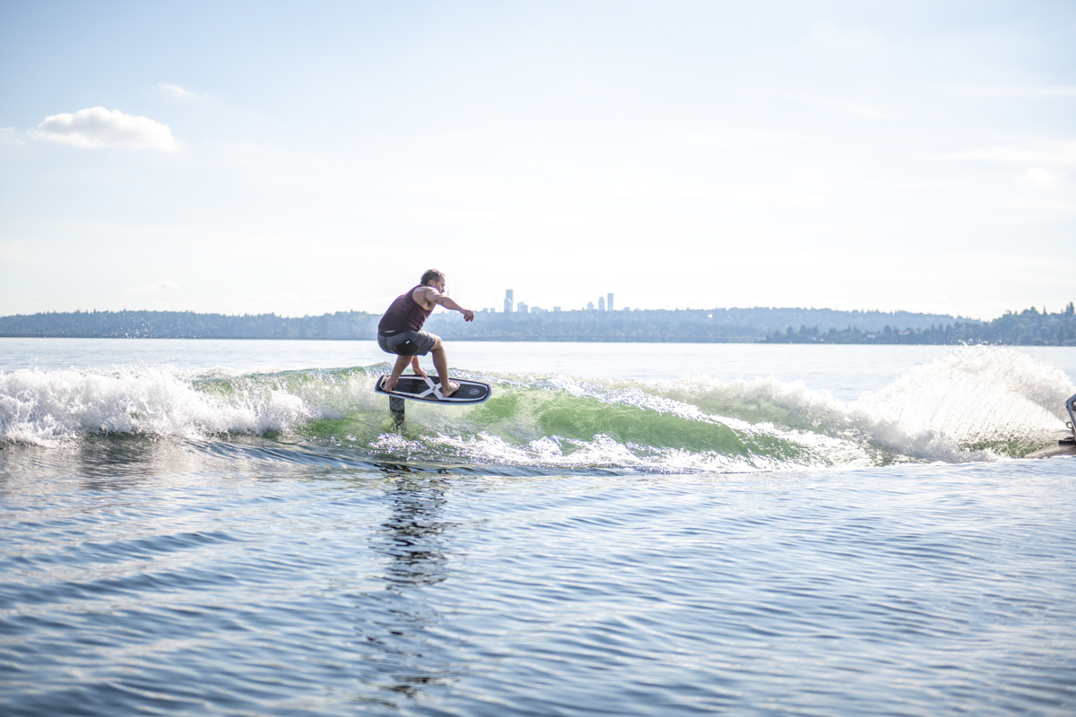 wake surfing on lake
