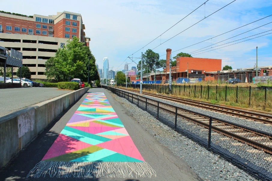 Image of the colorful Charlotte rail trail