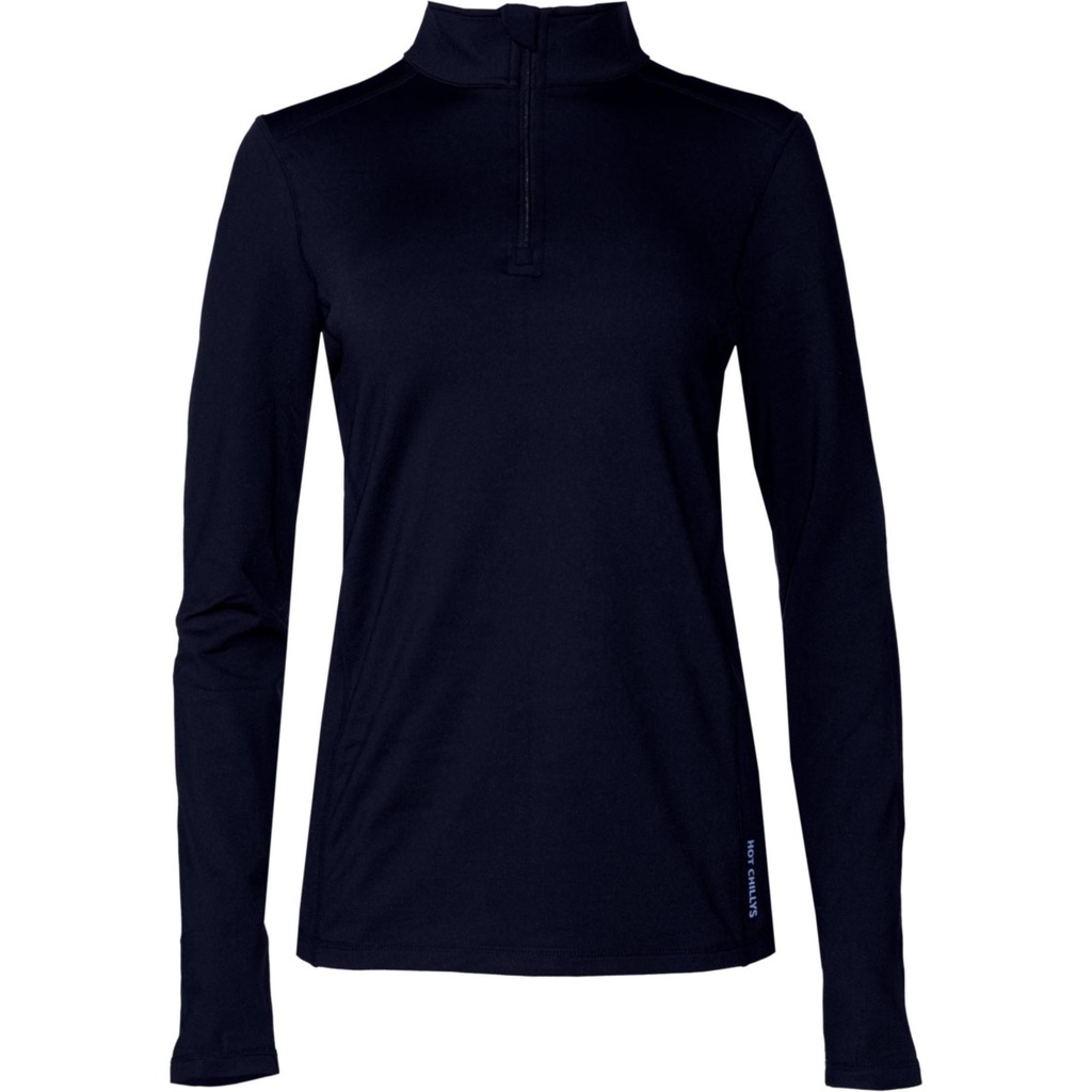 Hot Chillys Women's Micro-Elite Chamois Solid Zip Zip T-Neck