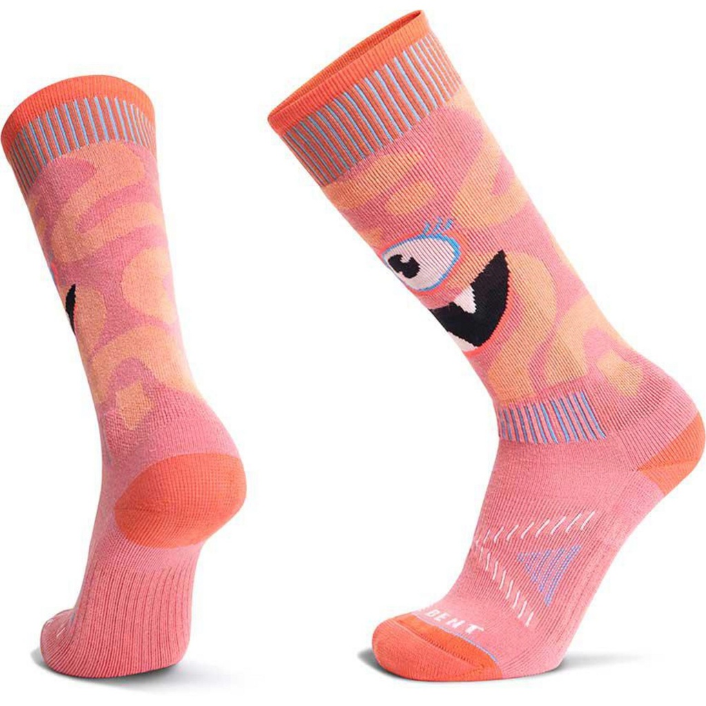 [000134263000000] Le Bent Kids Monster Party Light Cushion Ski Socks (Strawberry Pink, S)
