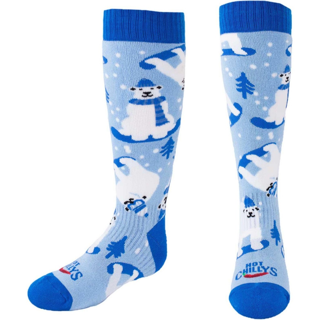 [000134289000000] Hot Chillys Kids Youth Polar Bears Mid Volume Ski Socks (S)