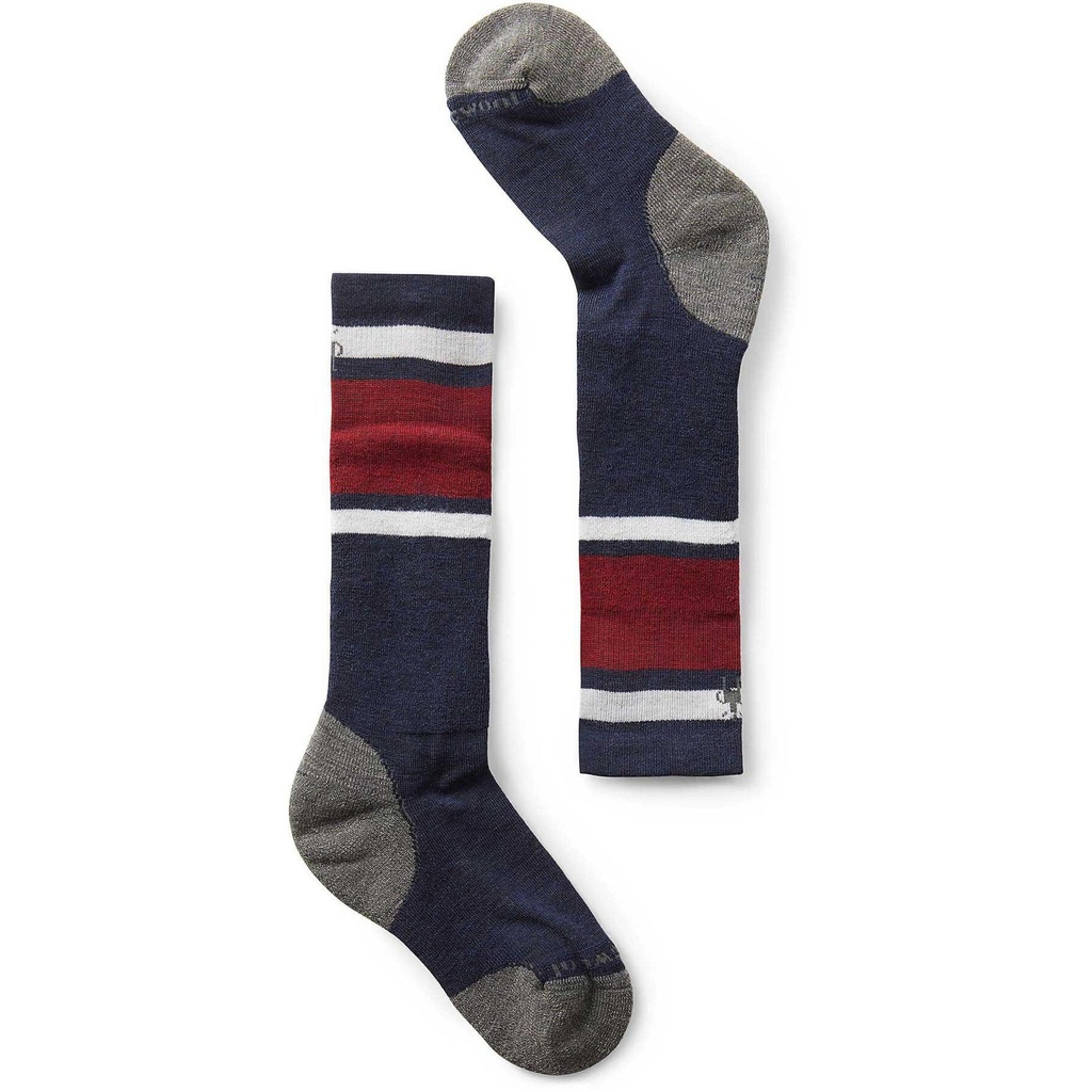 [000134313000000] Smartwool Kids Wintersport Full Cushion Stripe Over The Calf Socks (Deep Navy, XS)