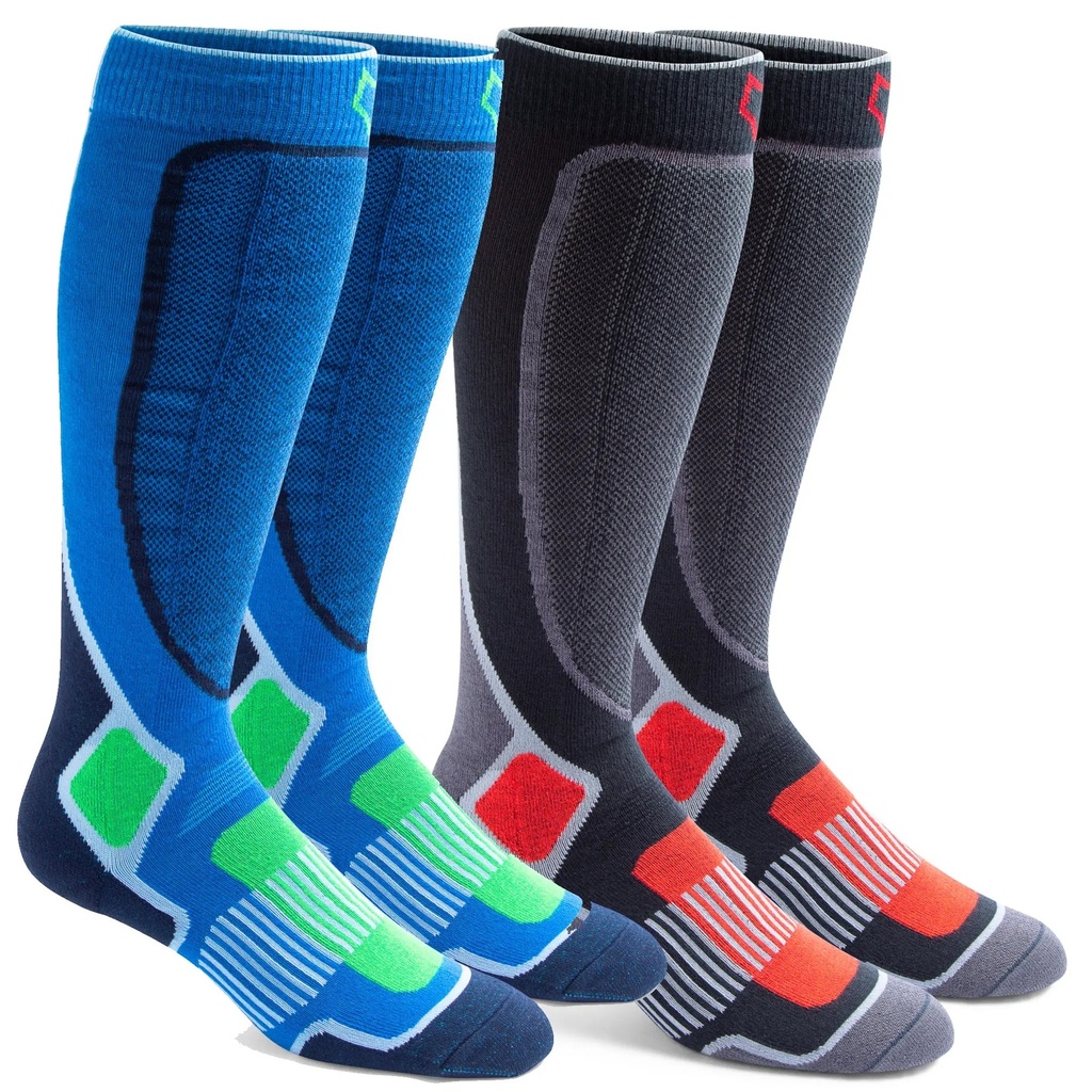 [000134676000000] Fox River Men's Valdez 2-Pack Lightweight Ski Socks (Blue/Black/Red, M)