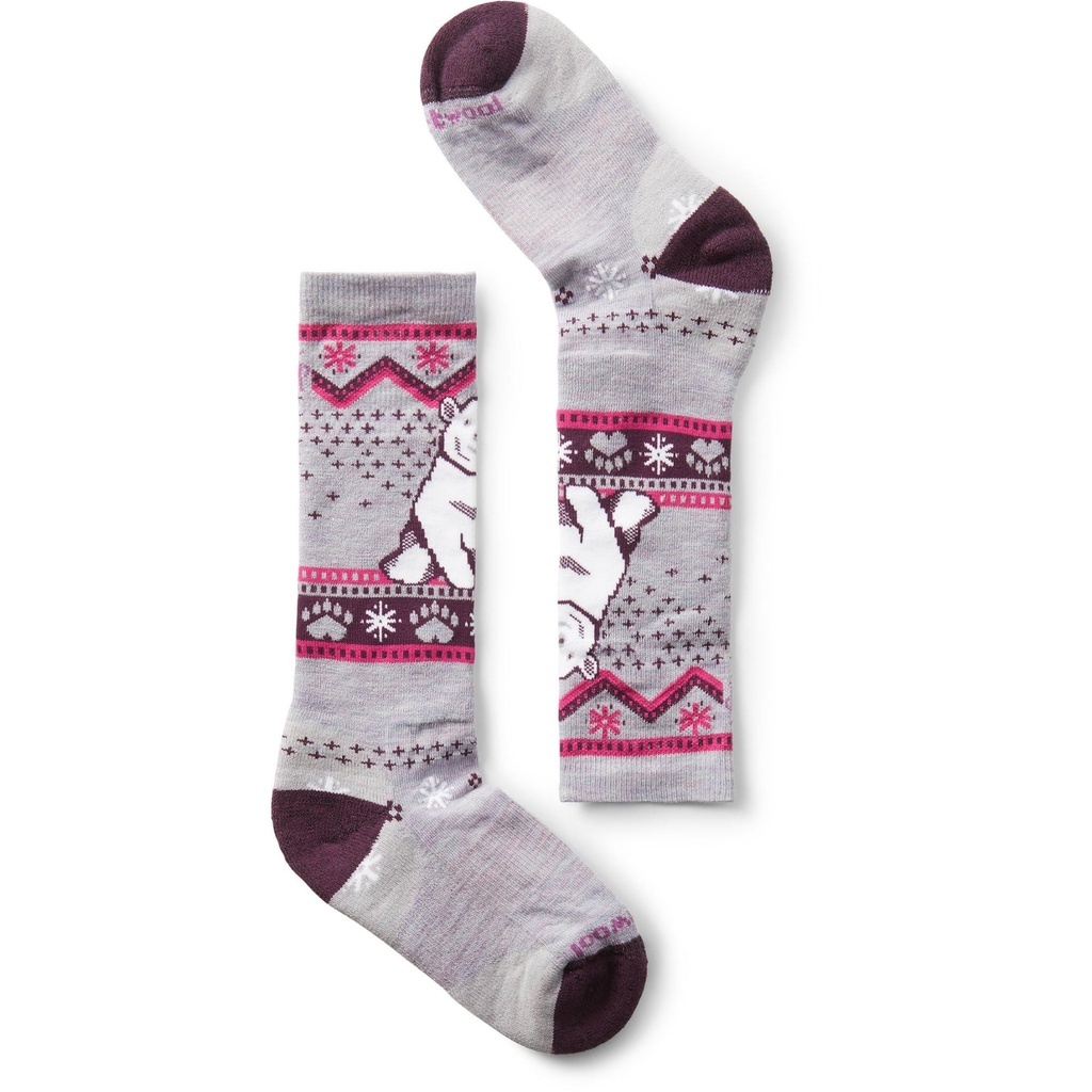 [000135144000000] Smartwool Kids' Wintersport Polar Bear Pattern Over The Calf Socks (Purple Eclipse, XS)
