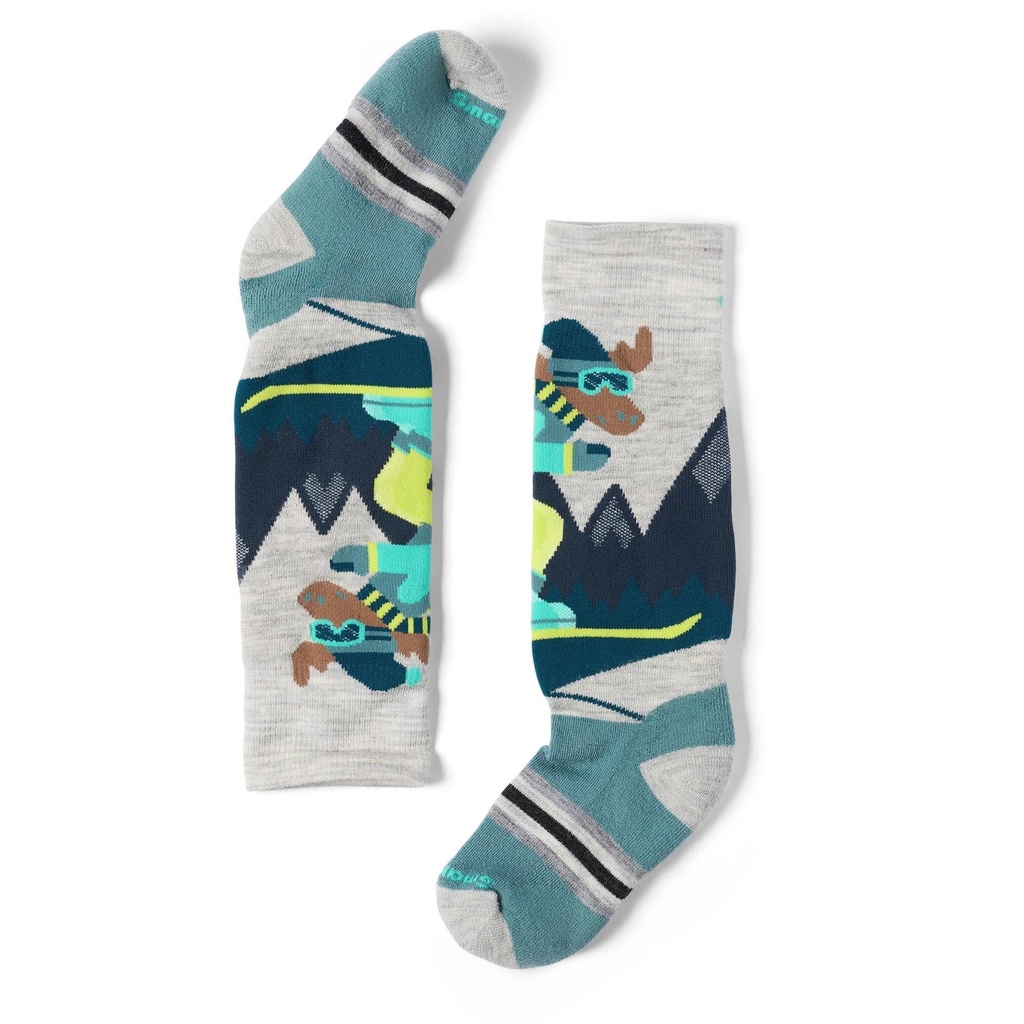 [000135145000000] Smartwool Kids Wintersport Full Cushion Mountain Moose Pattern Over the Calf Socks (Ash, XS)