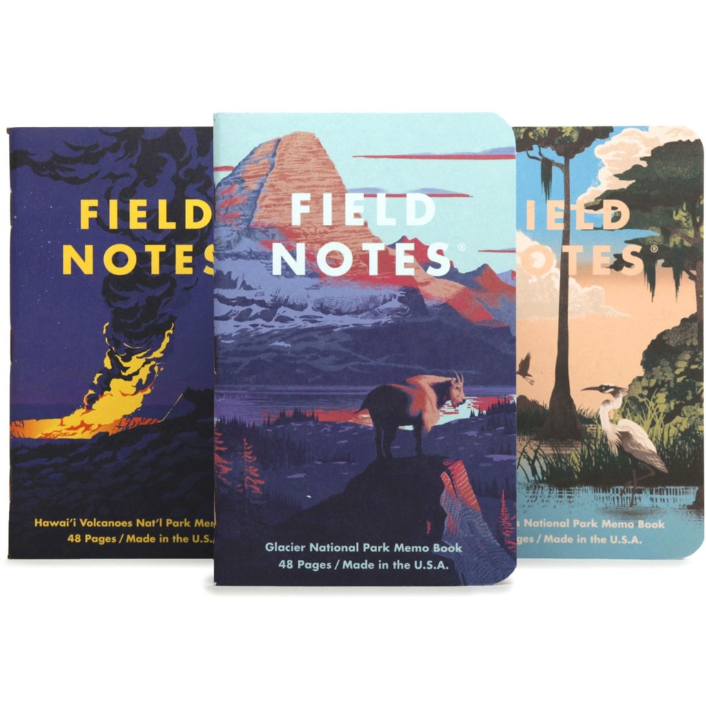 Field Notes National Parks 3-Pack - Glacier, Hawai'i Volcanoes, Everglades