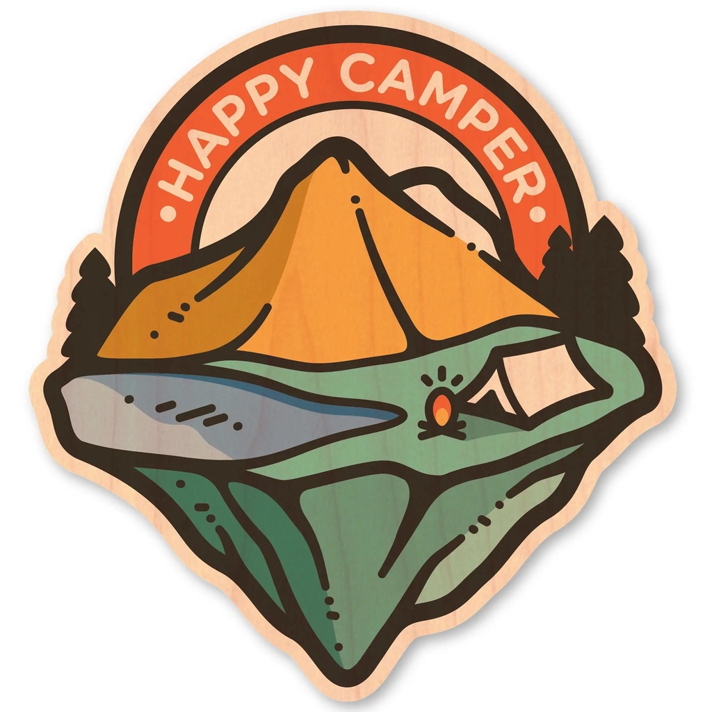 [000221791000000] Dust City Wood Sticker Happy Camper Wood Sticker
