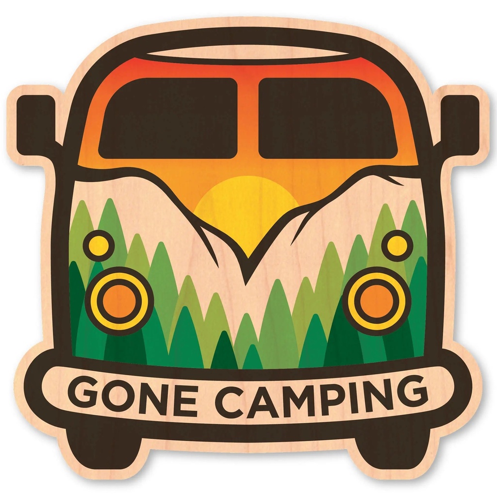 [000221793000000] Dust City Wood Sticker Gone Camping Wood Sticker