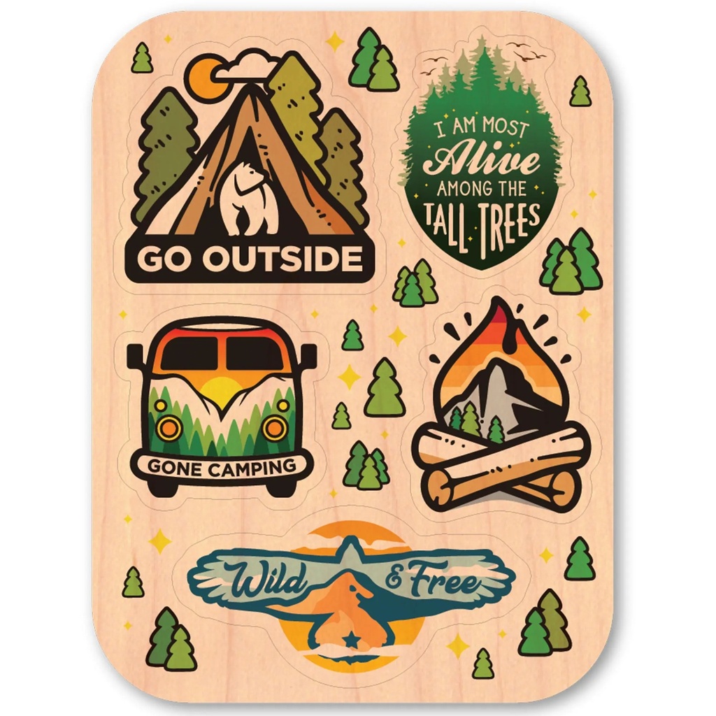Dust City Wood Sticker Hiking Variety Pack Wood Sticker