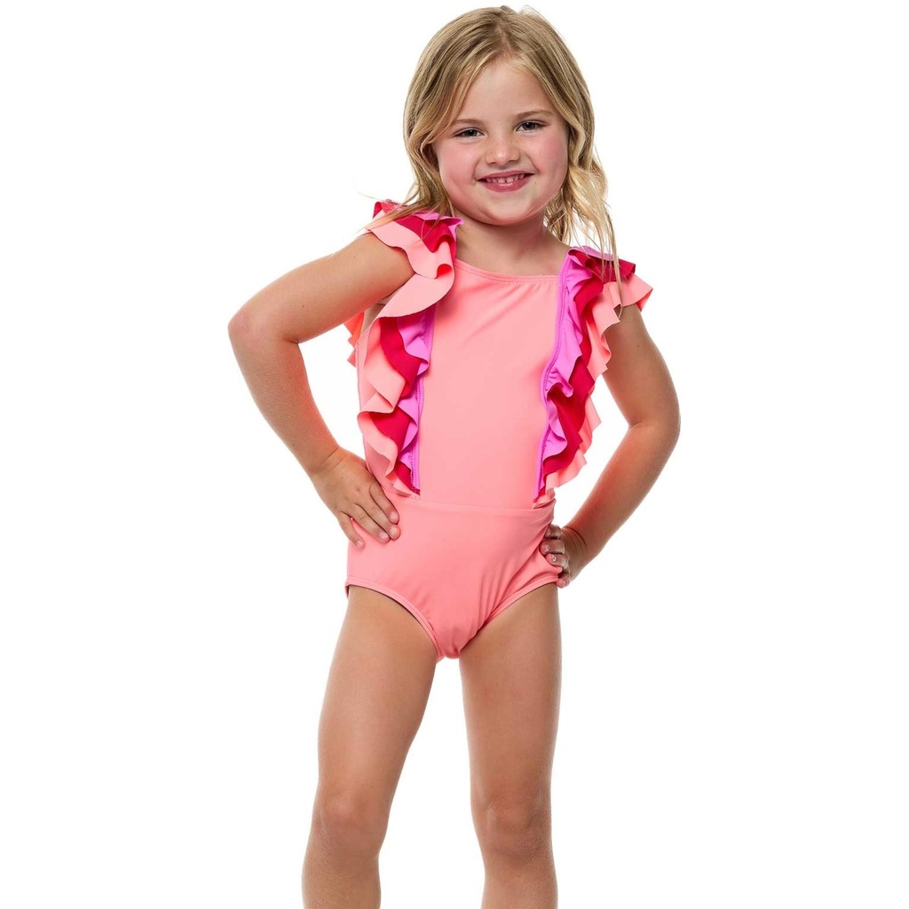 Beach Lingo Little Girls' Sunsets Ruffle One Piece Swimsuit