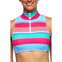 Next By Athena Women's Bermuda Stripe Paddle Out Zip Mock Neck Crop To