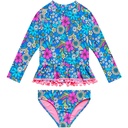 Beach Lingo Little Girls' Electric Ave Two Piece Rashguard Swimsuit