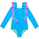 Beach Lingo Little Girls' Ruffle One Piece Rashguard Swimsuit