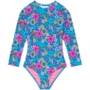 Beach Lingo Girls' Electric Ave One Piece Rashguard Swimsuit
