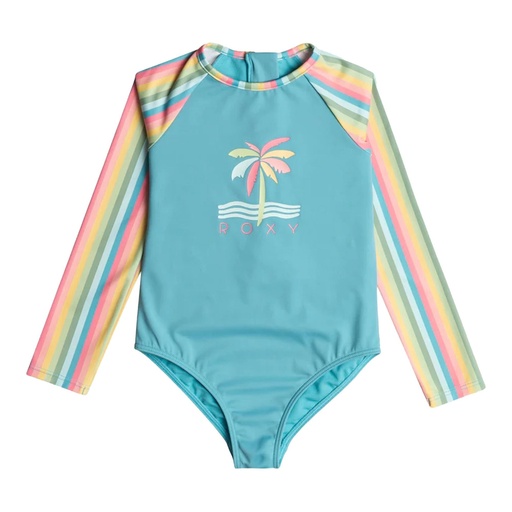 ROXY Girls' Rainbow Stripe Long Sleeve One Piece Swimsuit
