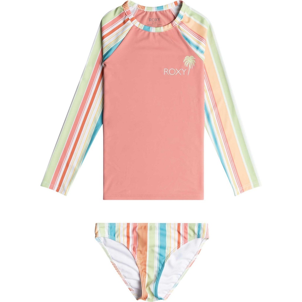 ROXY Girls Siesta Stripe Long Sleeve Rashguard Set