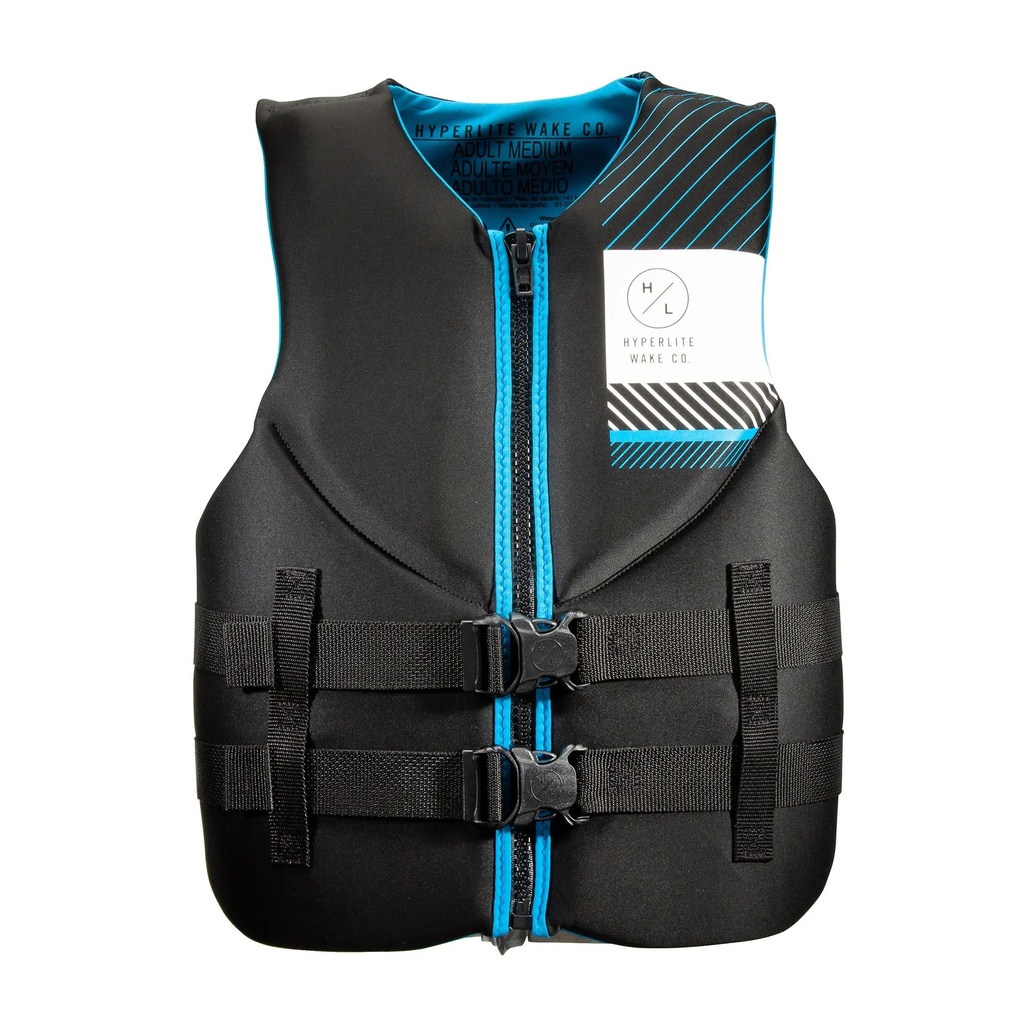 [000151204000000] Hyperlite Men's Indy Neo Wakeboard USCGA Life Vest (Black/Blue, S)