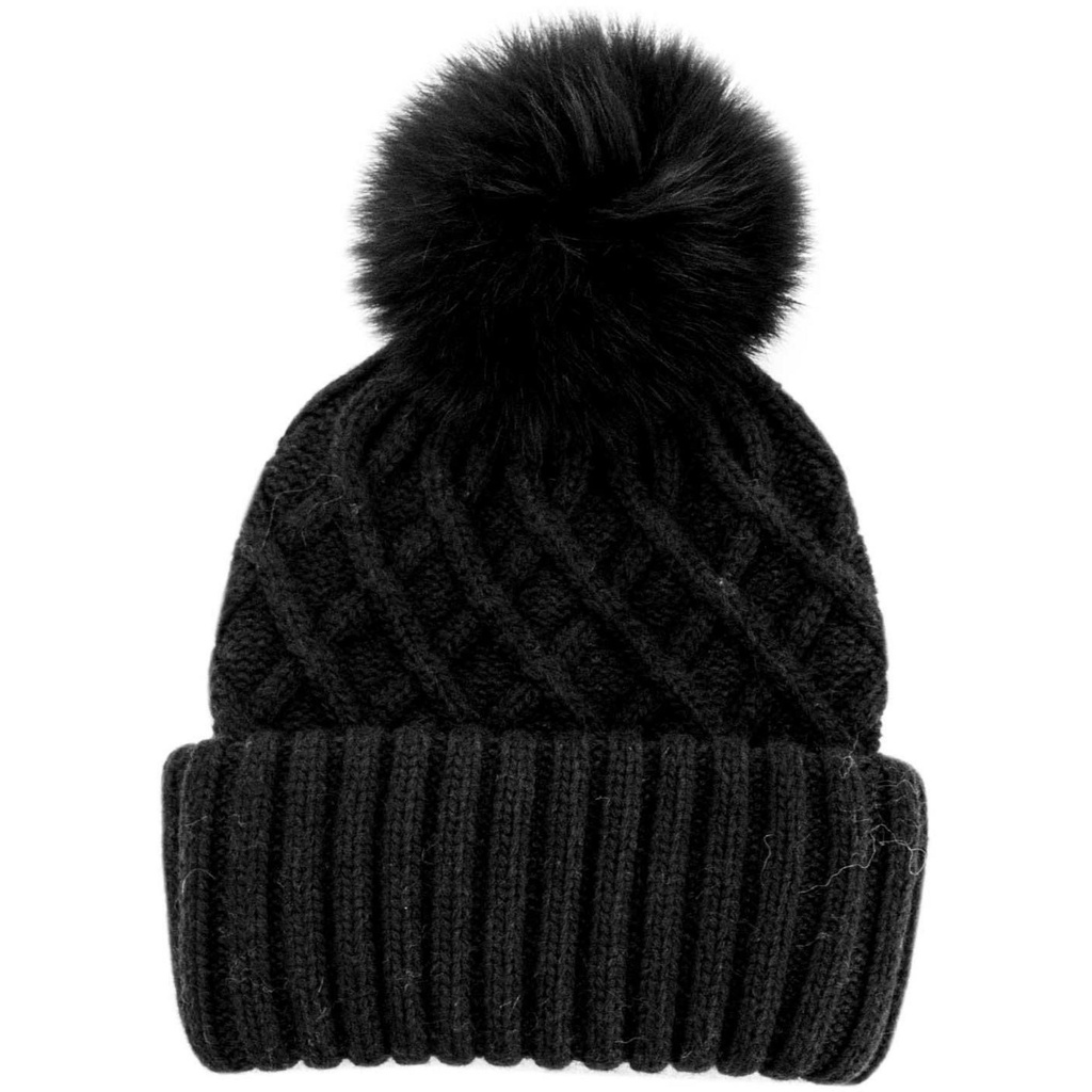 Mitchie's Matchings Women's Angora Knitted Faux Pom Beanie