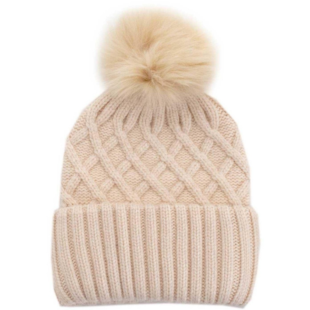 Mitchie's Matchings Women's Angora Knitted Faux Pom Beanie