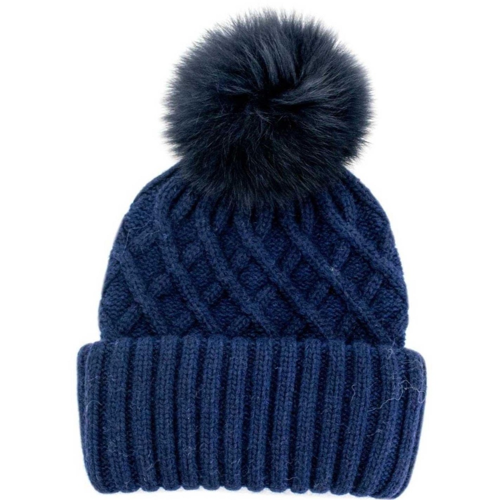 Mitchie's Matchings Women's Angora Knitted Faux Pom Beanie