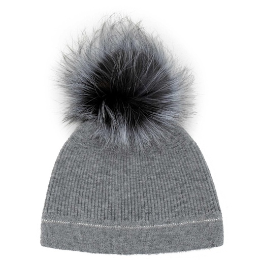 Mitchie's Matchings Women's Crystal Line Fox Fur Pom Beanie