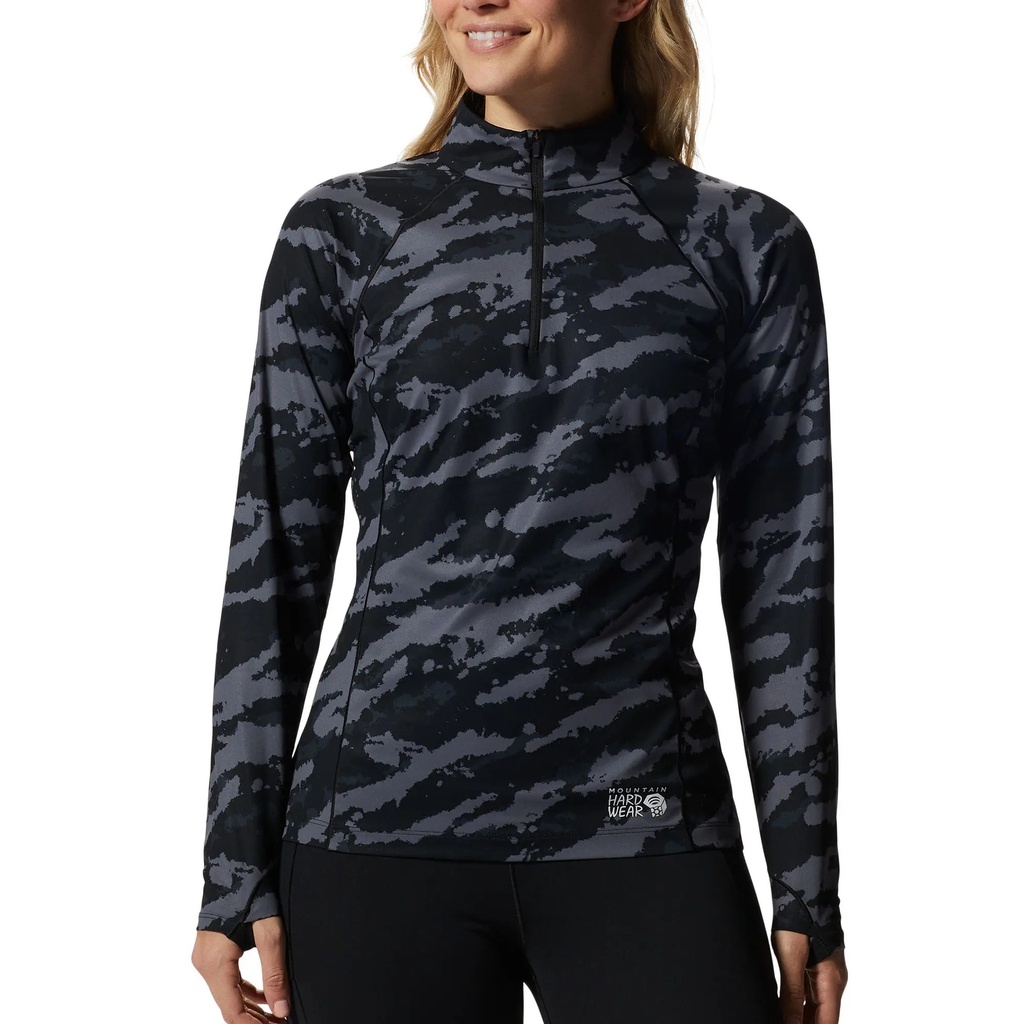 [000162222000000] Mountain Hardwear Women's Mountain Stretch 1/2 Zip Fleece (Black Paintstrokes Print, S)