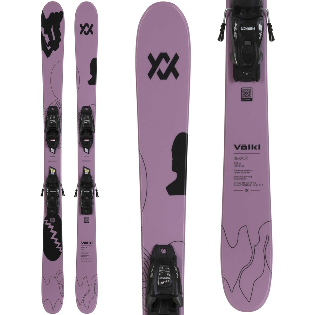 Volkl Kids' Revolt Skis w/ JR VMotion 7.0 Bindings