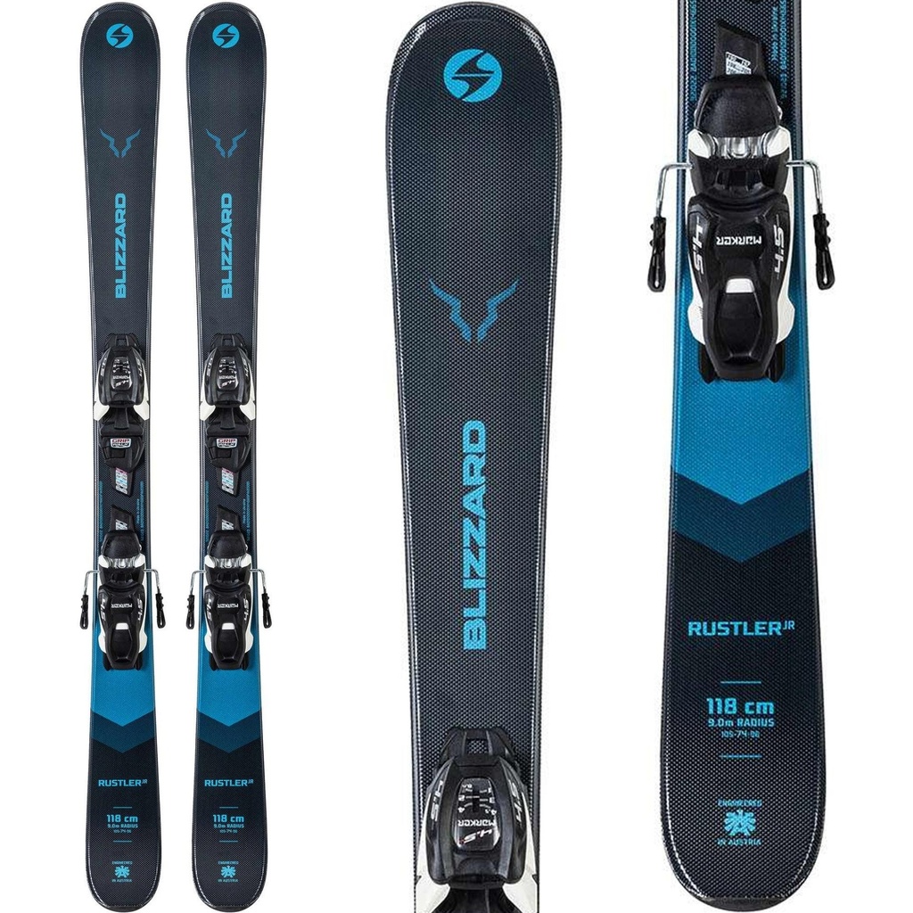 Blizzard Boys Rustle Twin Jr Skis with Jr 7 WB Bindings