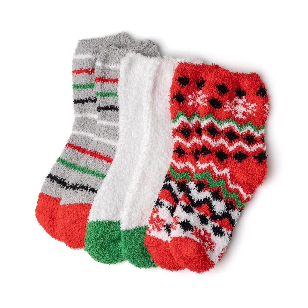 Badgley Mischka Women's 3 Pack Plush Fuzzy Socks