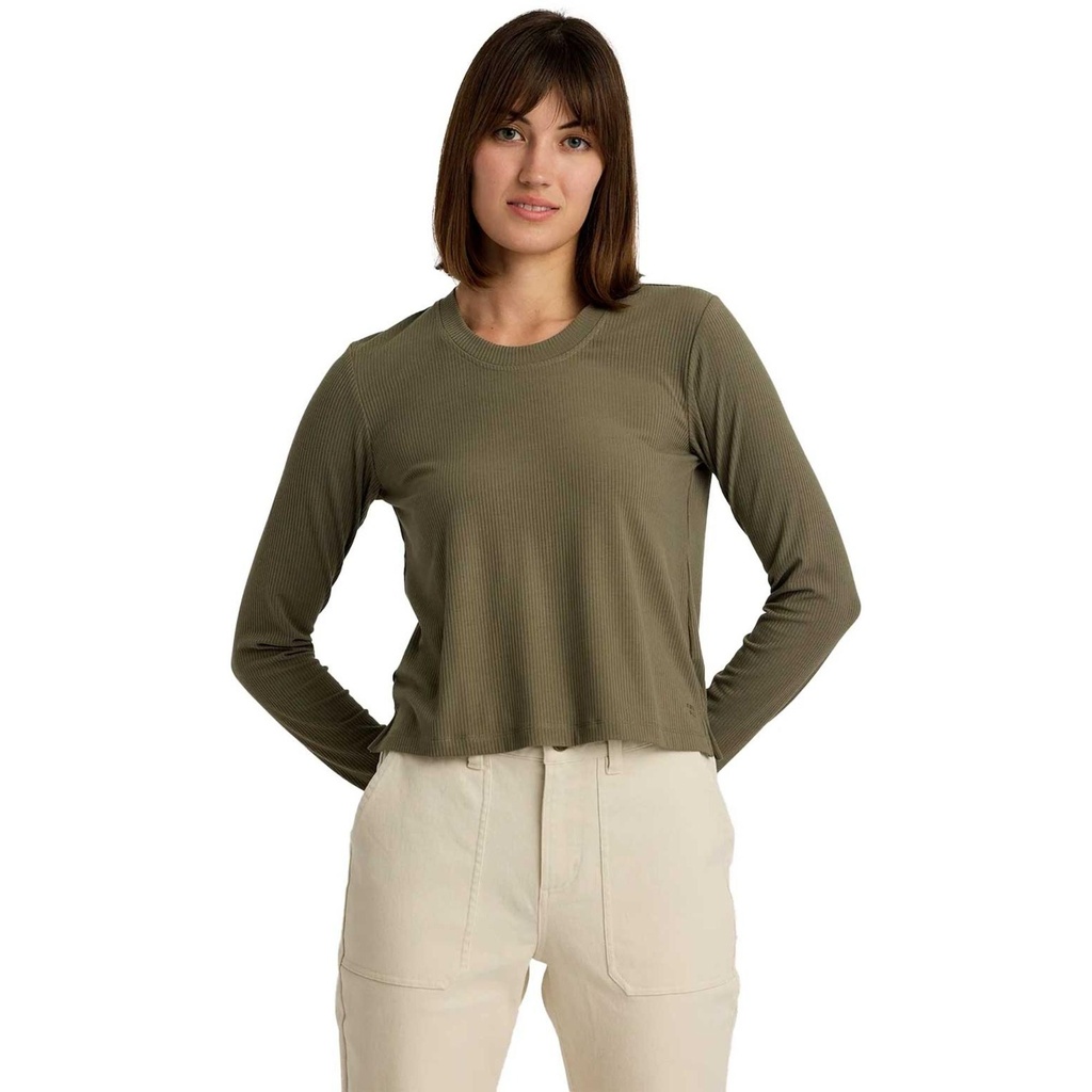[000202860000000] Free Fly Women's Ribbed Bamboo Long Sleeve Shirt (Smokey Olive, XS)