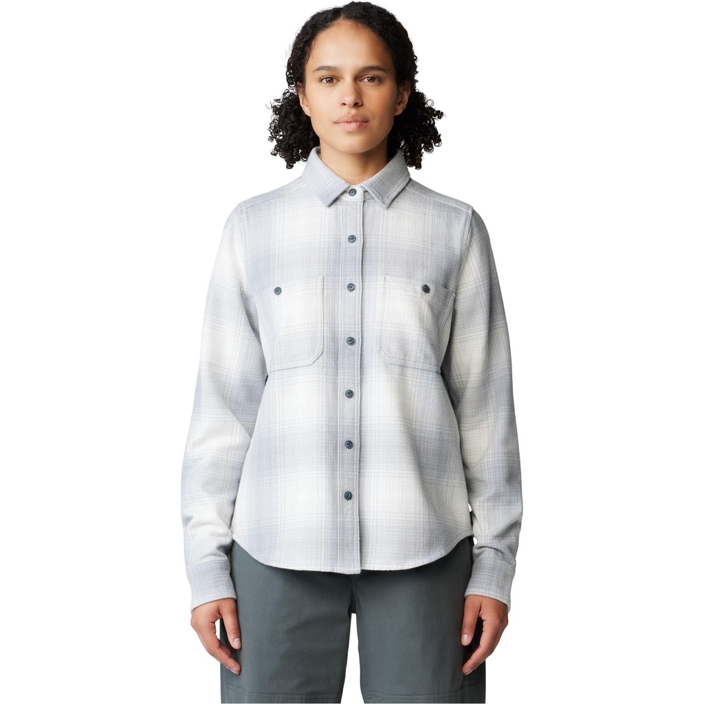 [000202914000002] Mountain Hardwear Women's Plusher Long Sleeve Shirt (Glacial Ombre/Buffalo Check, S)