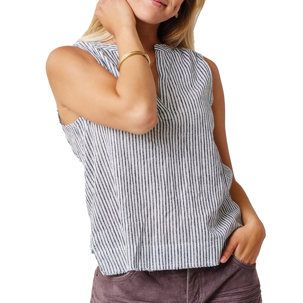 [000203816000000] Carve Designs Women's Dylan Tank Top (Navy Milos Stripe, S)