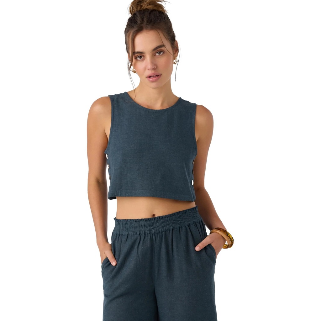 [000204290000003] O'Neill Women's Sanders Linen Top (Slate, S)
