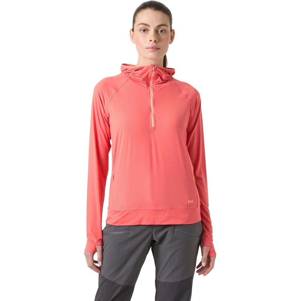 [000205057000000] Helly Hansen Women's Shine Solen 1/2 Zip Sun Hoodie (Sunset Pink, XS)