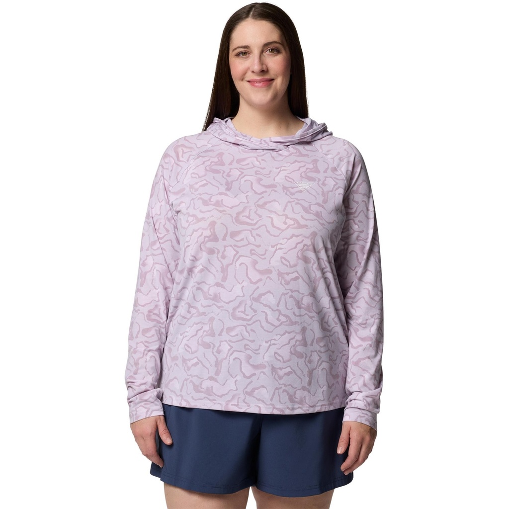[000205405000006] Columbia Women's PFG Uncharted Hoodie Plus Size (Lavender Pearl Heather, XL)