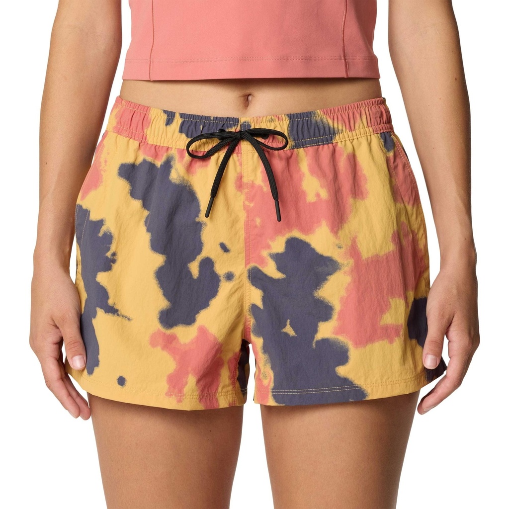 [000206113000000] Mountain Hardwear Women's Stryder Swim Short (Sundown Gold Blissed Dye Print, S)