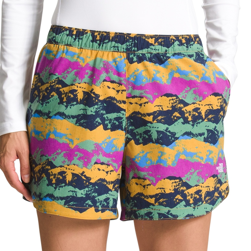 [000206143000000] The North Face Women's Class V Shorts (Arrowwood Yellow Mountain Panorama Class V Print, S)