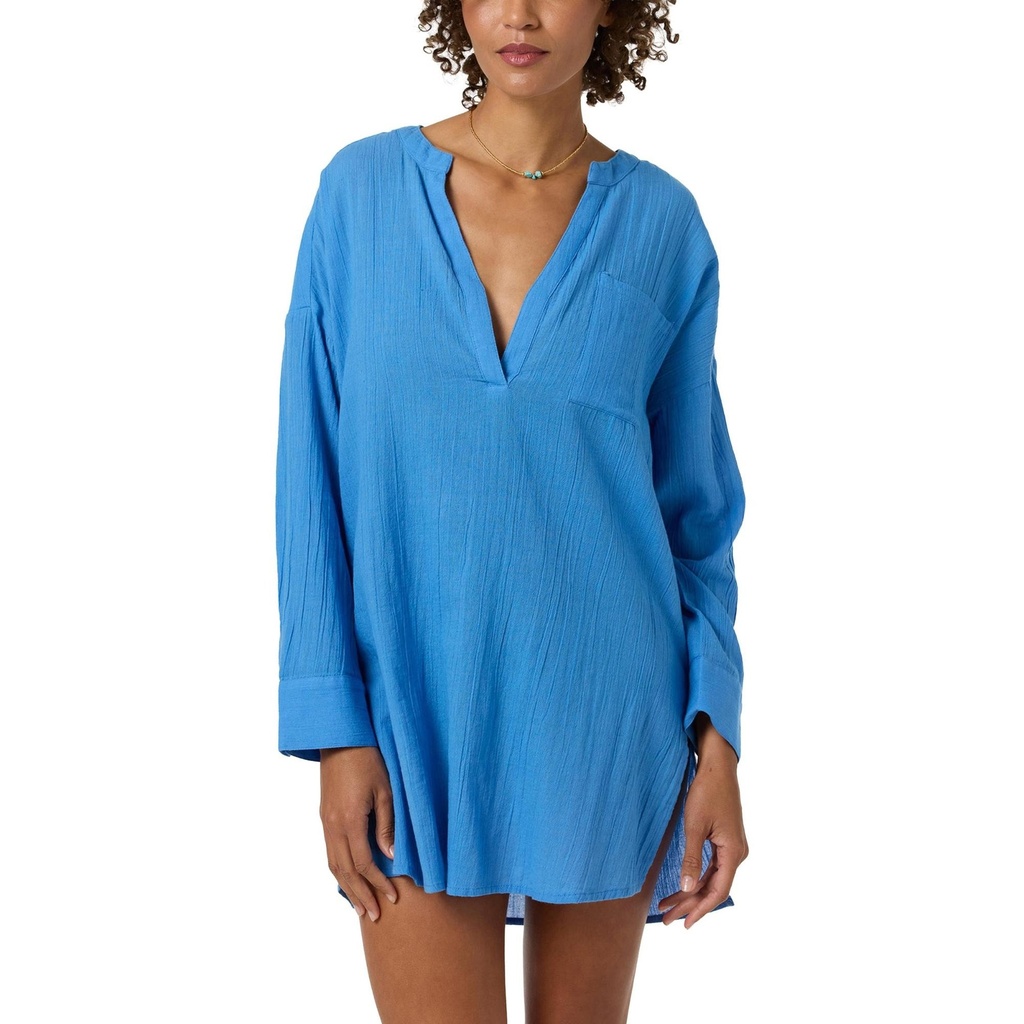 [000207651000000] O'Neill Women's Belizin Long Sleeve Cover-Up Dress (Blue, XS)