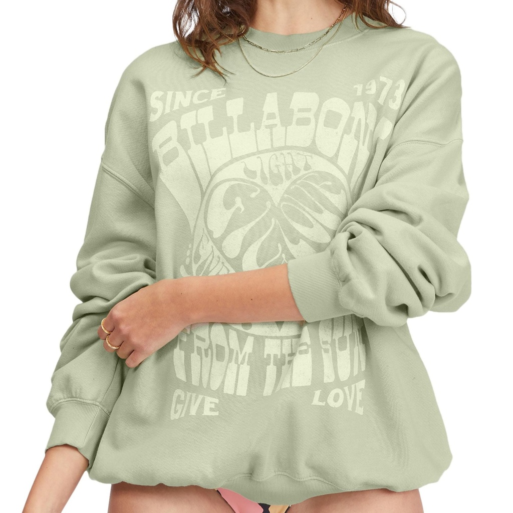 [000208167000000] Billabong Women's Ride In Crew Sweatshirt (Green Mist, S)