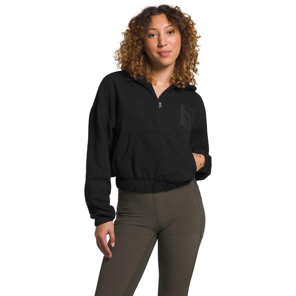 [000208326000003] The North Face Women's Garment Dye 1/2 Zip Hoodie (TNF Black, S)