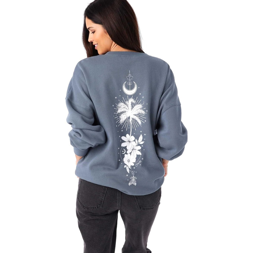 [000208395000000] O'Neill Women's Choice Crew Neck Oversized Fit Fleece Pullover (Washed Slate, S)