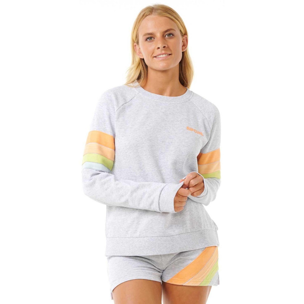 [000208511000000] Rip Curl Women's High Tide Surf Raglan Crew T Shirt (Light Grey Heather, S)