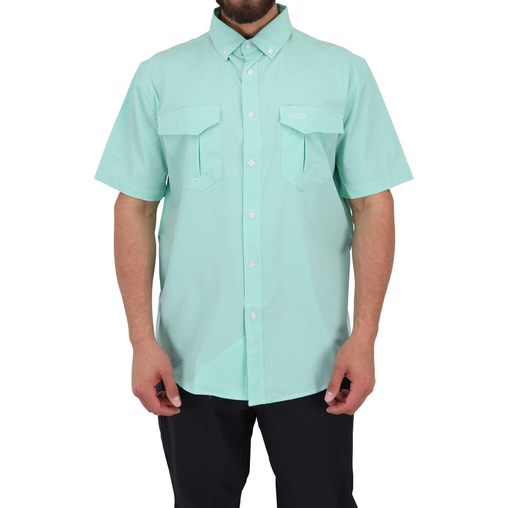 [000208763000000] AFTCO Men's Apex Stretch Short Sleeve Shirt (Opal, S)