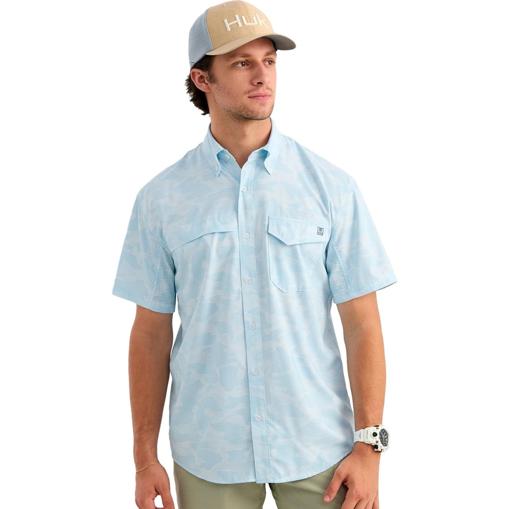 Huk Men's Tide Point Short Sleeve Button Down Shirt