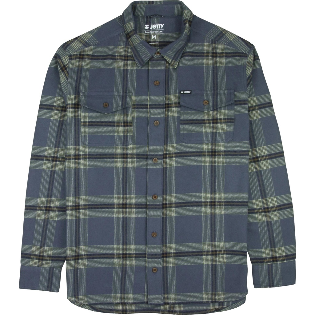 [000209533000000] Jetty Men's Breaker Button Down Flannel Shirt (Indigo Blue, S)